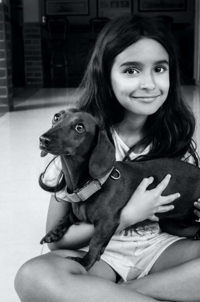 girl with a puppy
